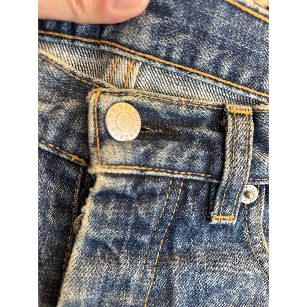 HELMUT LANG Raw Hem Denim Vintage Dark Denim Distressed Jeans SZ 26 Italian Cut - Picture 5 of 7
